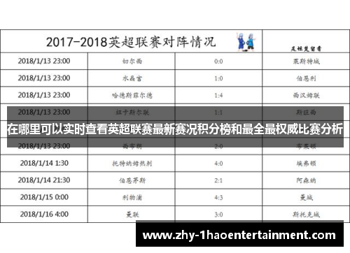 在哪里可以实时查看英超联赛最新赛况积分榜和最全最权威比赛分析 在哪里可以实时查看英超联赛最新赛况积分榜和最全最权威比赛分析